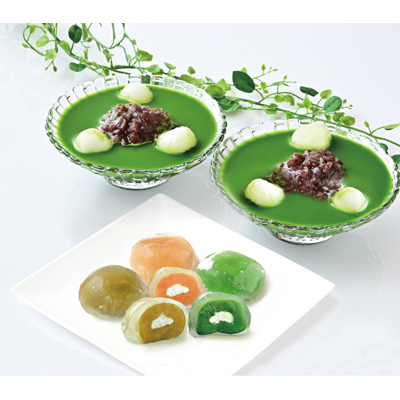 宇治抹茶冷やしぜんざいと水まんじゅう